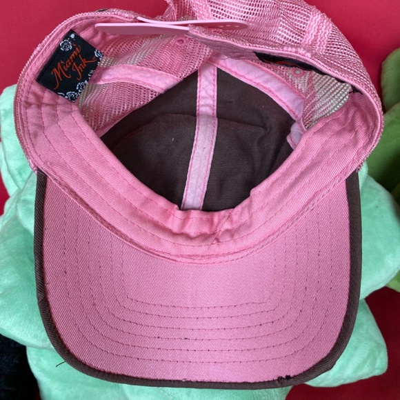 TLC Miami Ink Embroidered Sparrow + Rose Tattoo, Pink Mesh Snapback Trucker Hat - Picture 9 of 12